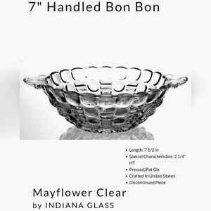 Vntg 7 1/2" Handled Bon Bon "Mayflower Clear" by Indiana Glass